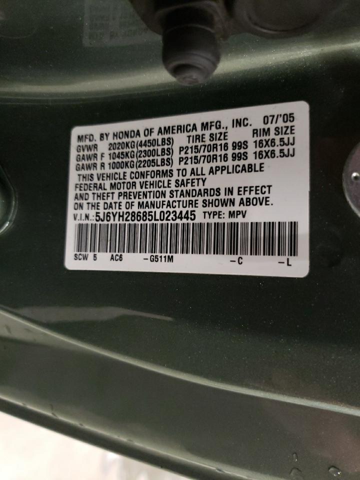 Photo 10 from auction – 2005 HONDA ELEMENT EX with VIN 5J6YH28685L023445