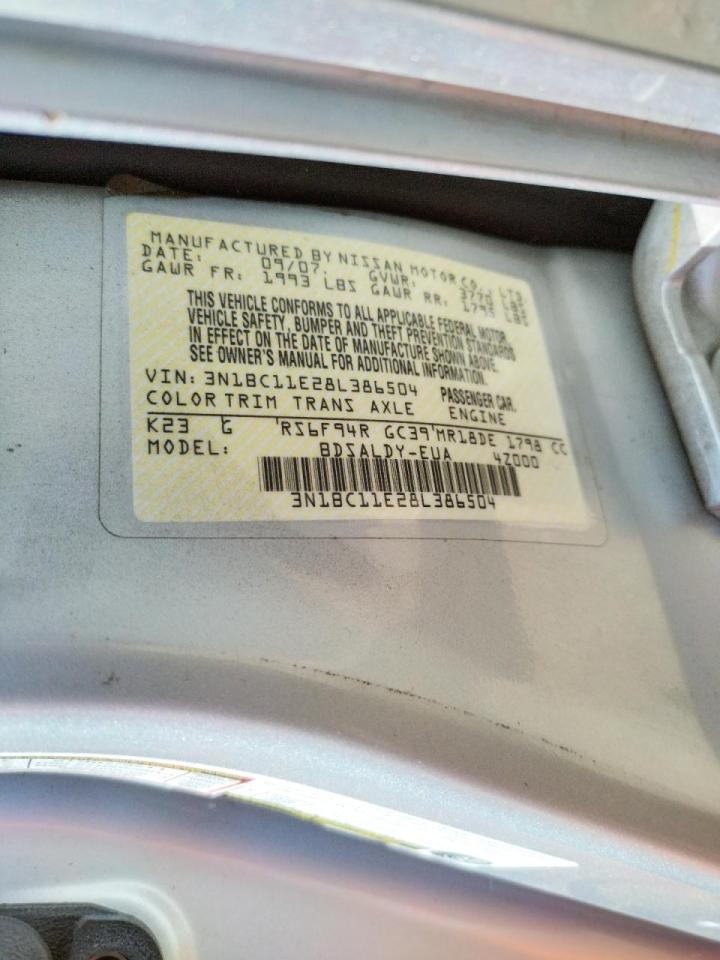 Photo 10 from auction – 2008 NISSAN VERSA S with VIN 3N1BC11E28L386504