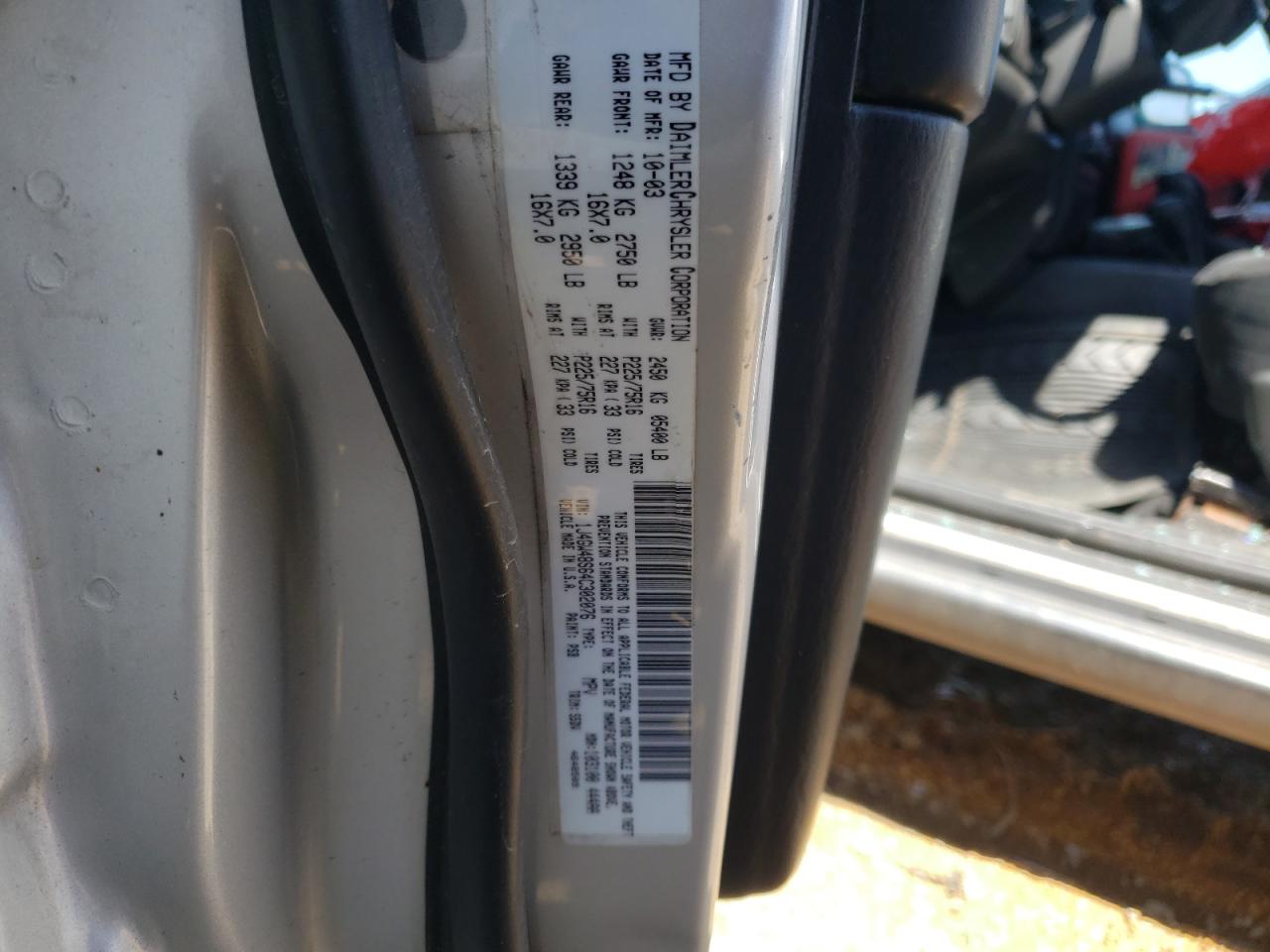 Photo 10 from auction – 2004 JEEP GRAND CHER with VIN 1J4GW48S64C302076