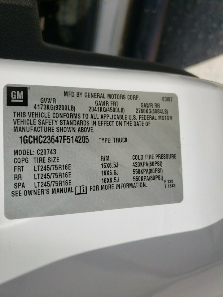 Фото 10 с аукциона – 2007 CHEVROLET SILVERADO с VIN 1GCHC23647F514205