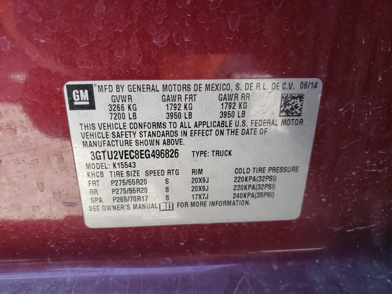 Photo 10 from auction – 2014 GMC SIERRA K15 with VIN 3GTU2VEC8EG496826