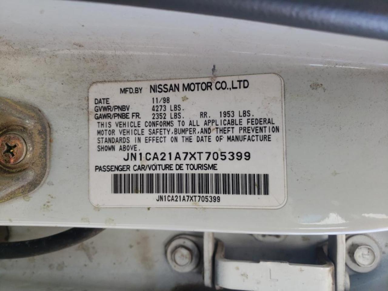 Photo 10 from auction – 1999 NISSAN MAXIMA GLE with VIN JN1CA21A7XT705399