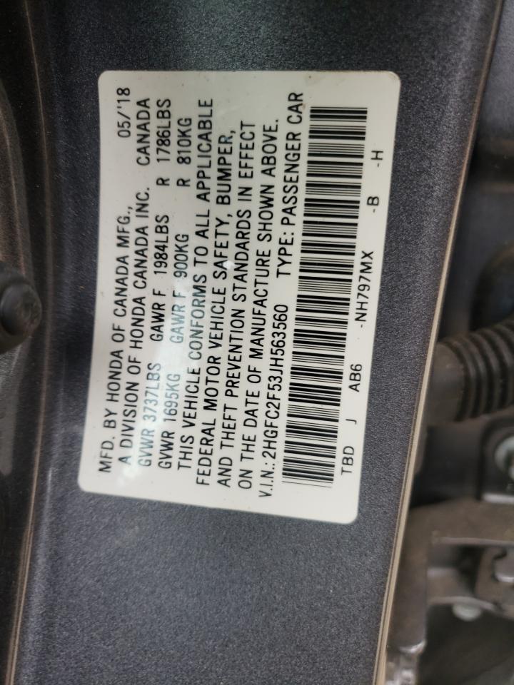 Photo 10 from auction – 2018 HONDA CIVIC LX with VIN 2HGFC2F53JH563560