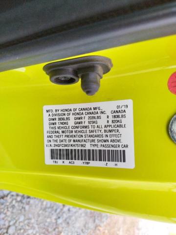 Photo 10 from auction – 2019 HONDA CIVIC SI with VIN 2HGFC3A51KH751962