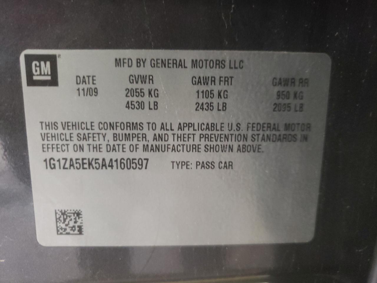 Photo 10 from auction – 2010 CHEVROLET MALIBU LS with VIN 1G1ZA5EK5A4160597