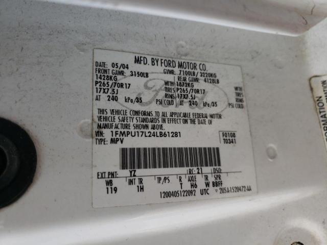 Photo 10 from auction – 2004 FORD EXPEDITION with VIN 1FMPU17L24LB61281