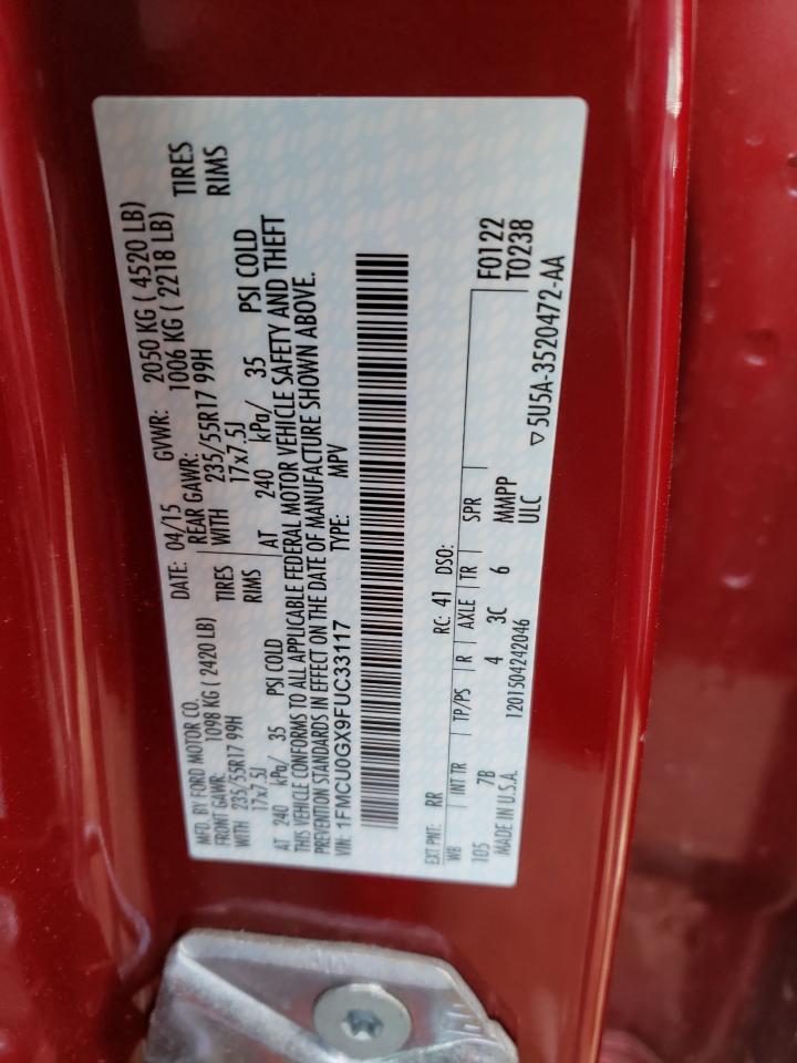 Photo 10 from auction – 2015 FORD ESCAPE SE with VIN 1FMCU0GX9FUC33117