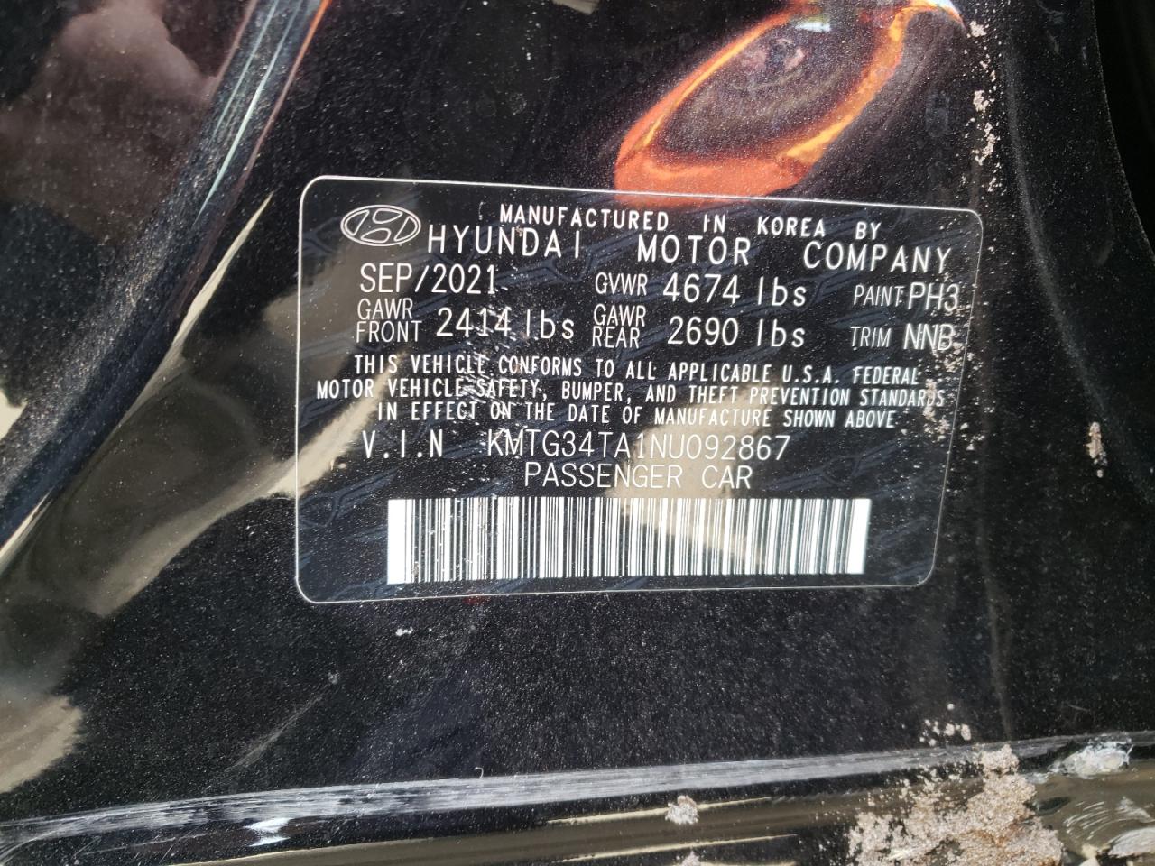 Photo 10 from auction – 2022 GENESIS G70 BASE with VIN KMTG34TA1NU092867
