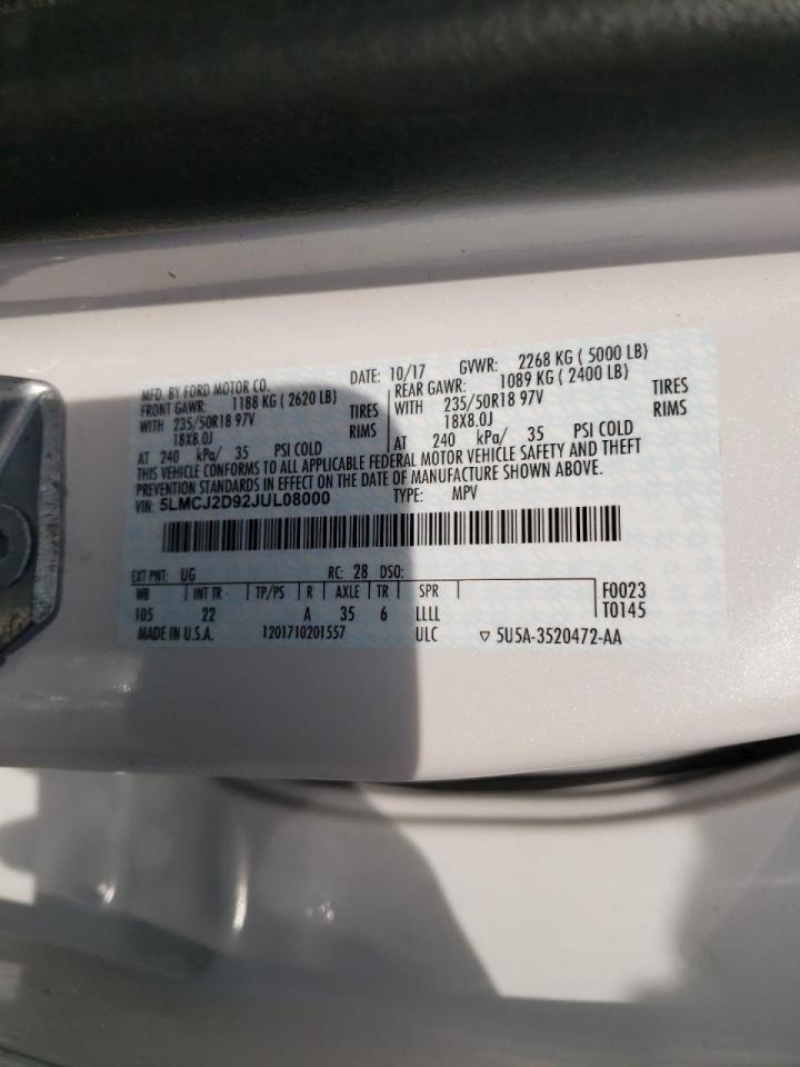 Photo 10 from auction – 2018 LINCOLN MKC SELECT with VIN 5LMCJ2D92JUL08000