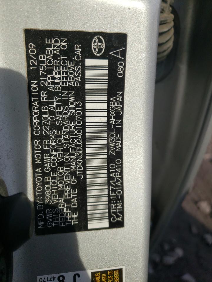 Photo 10 from auction – 2010 TOYOTA PRIUS with VIN JTDKN3DU2A0107013