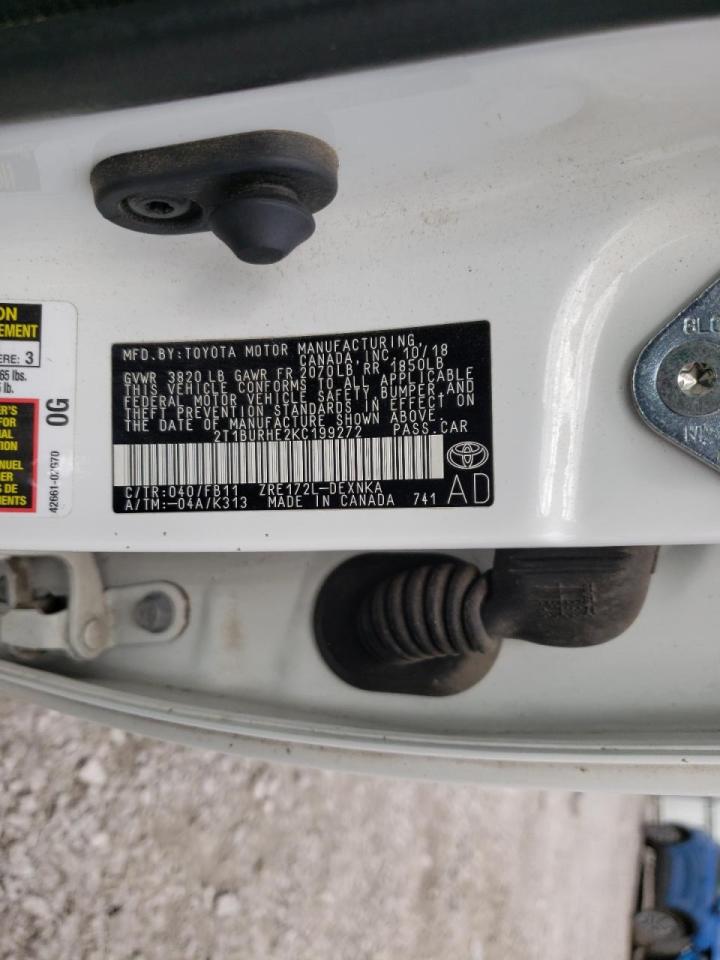 Photo 10 from auction – 2019 TOYOTA COROLLA L with VIN 2T1BURHE2KC199272