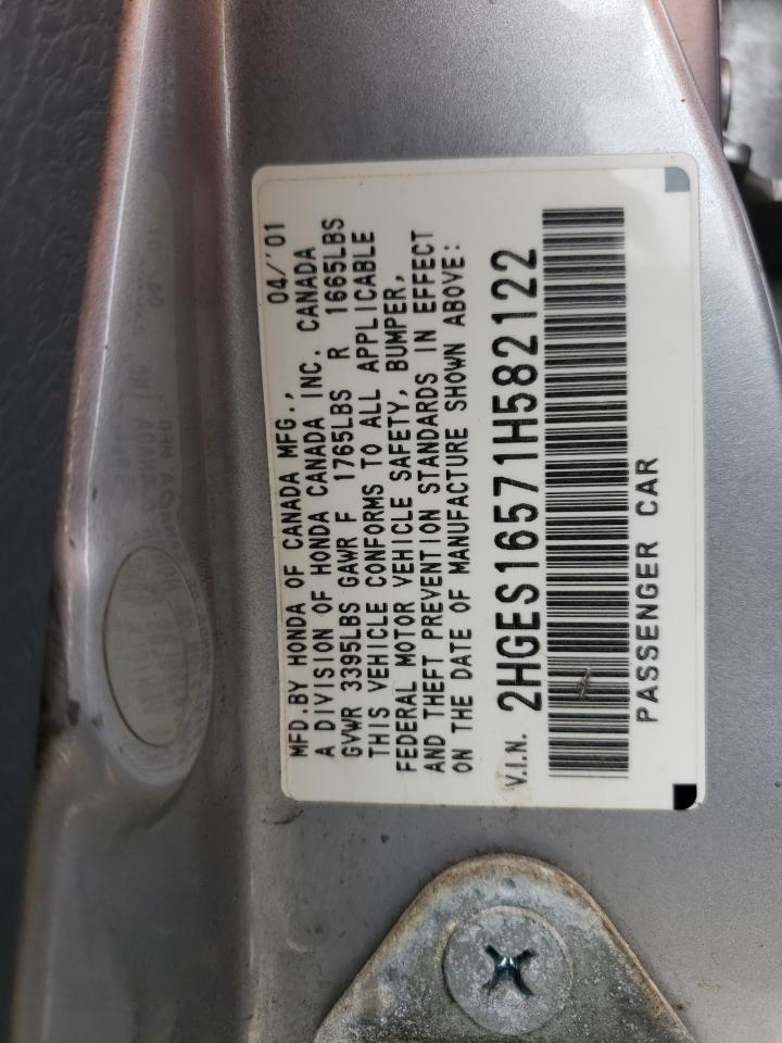 Photo 10 from auction – 2001 HONDA CIVIC LX with VIN 2HGES16571H582122