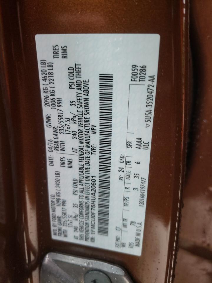 Photo 10 from auction – 2017 FORD ESCAPE S with VIN 1FMCU0F76HUA20601