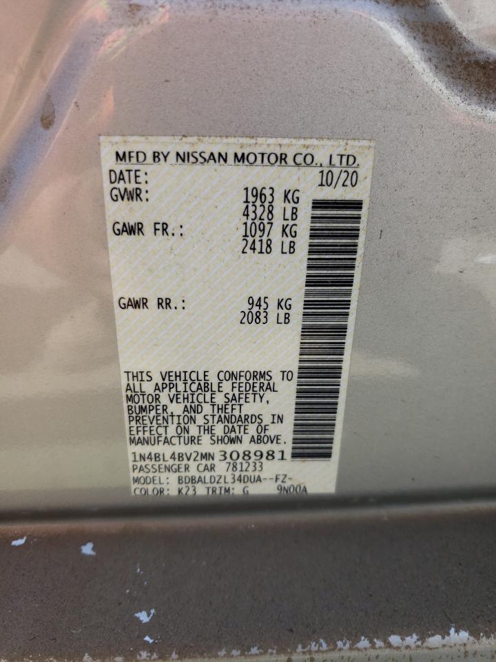 Photo 10 from auction – 2021 NISSAN ALTIMA S with VIN 1N4BL4BV2MN308981