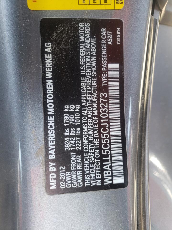 Photo 10 from auction – 2012 BMW Z4 SDRIVE2 with VIN WBALL5C55CJ103273