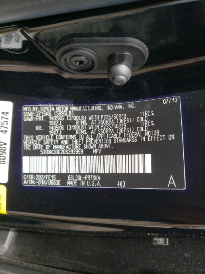 Photo 10 from auction – 2013 TOYOTA SIENNA SPO with VIN 5TDXK3DC2DS393999