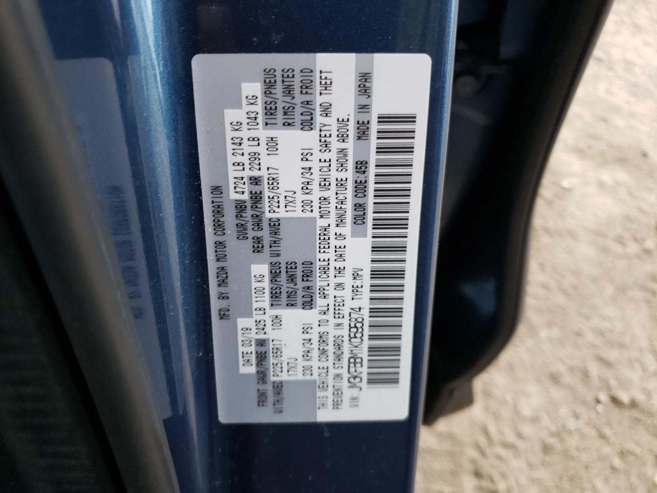 Photo 10 from auction – 2019 MAZDA CX-5 SPORT with VIN JM3KFBBM1K0595874