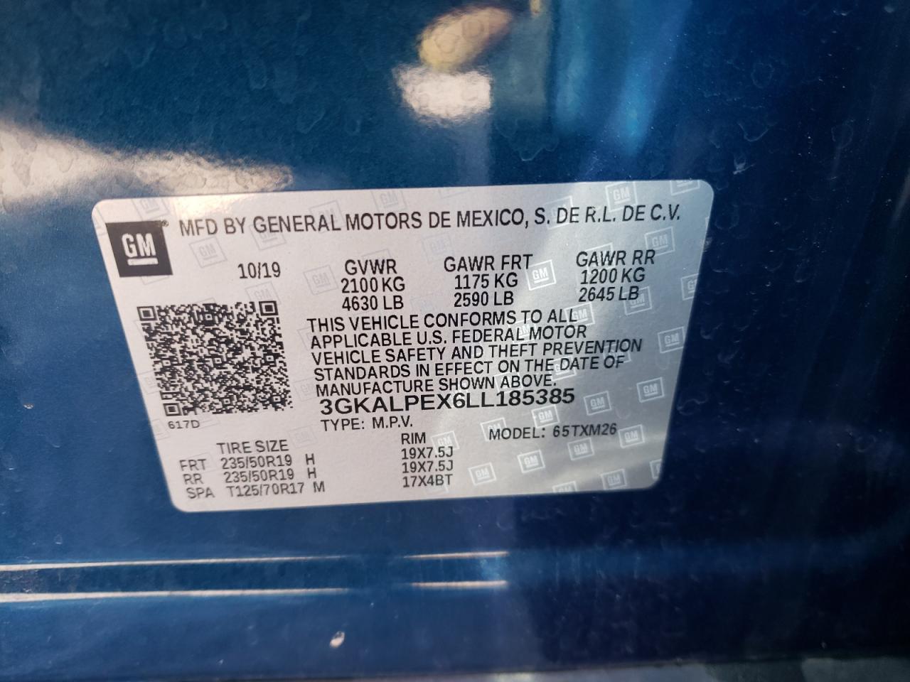 Photo 10 from auction – 2020 GMC TERRAIN SL with VIN 3GKALPEX6LL185385