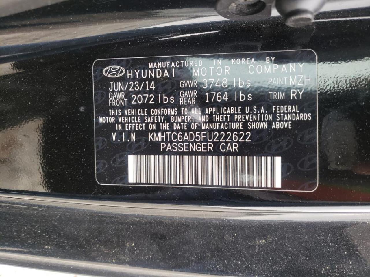Photo 10 from auction – 2015 HYUNDAI VELOSTER with VIN KMHTC6AD5FU222622