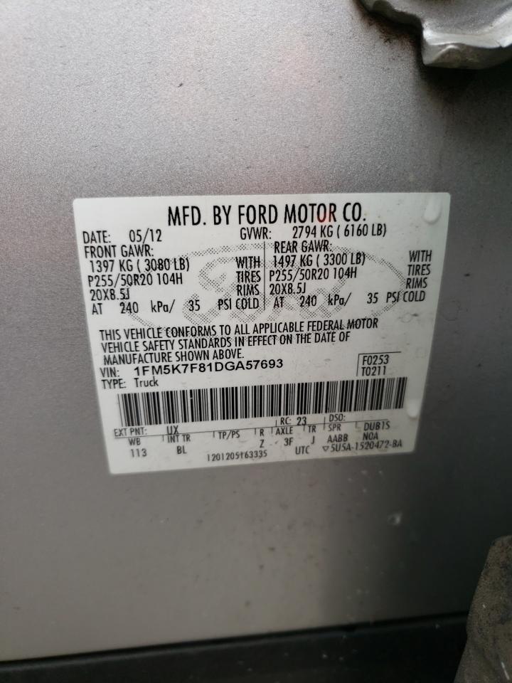 Photo 10 from auction – 2013 FORD EXPLORER L with VIN 1FM5K7F81DGA57693
