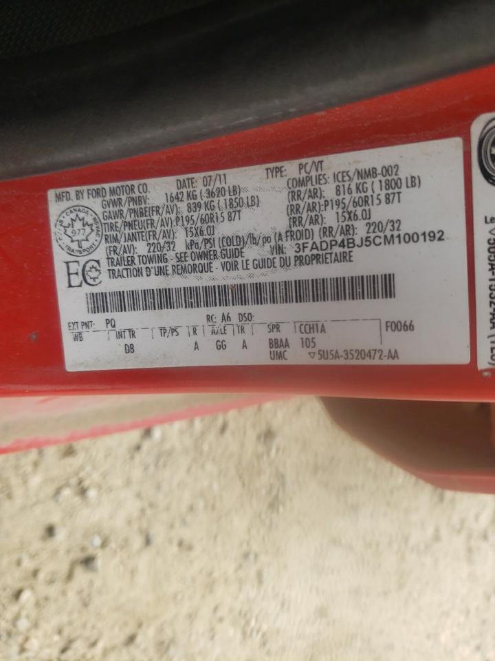Photo 10 from auction – 2012 FORD FIESTA SE with VIN 3FADP4BJ5CM100192