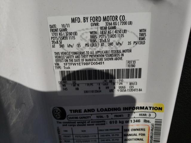 Photo 10 from auction – 2011 FORD F150 SUPER with VIN 1FTFW1ET9BFD05451