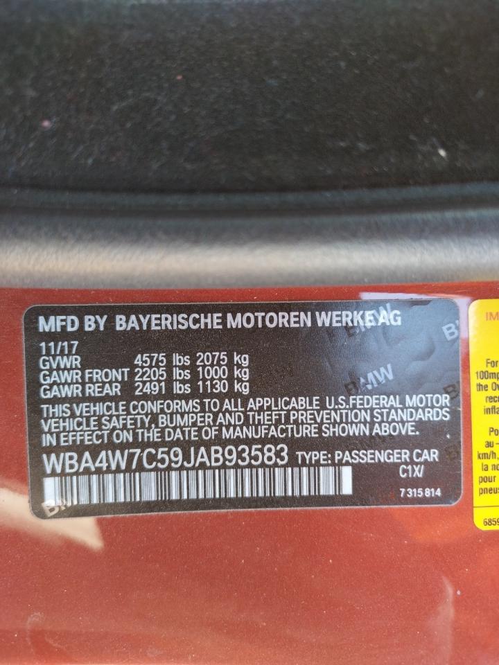 Photo 10 from auction – 2018 BMW 440I with VIN WBA4W7C59JAB93583