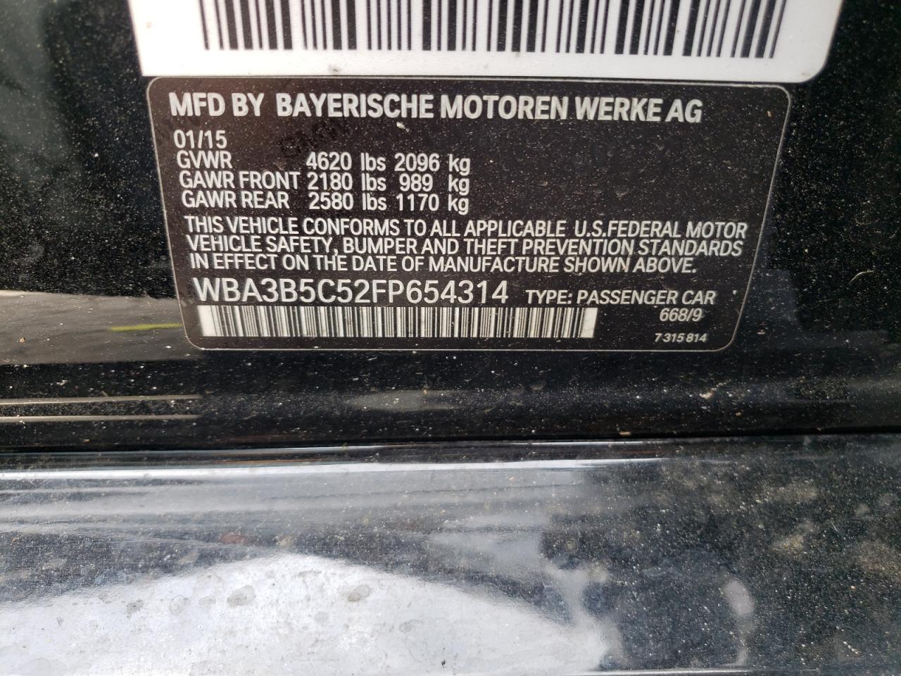 Photo 10 from auction – 2015 BMW 328 XI SUL with VIN WBA3B5C52FP654314