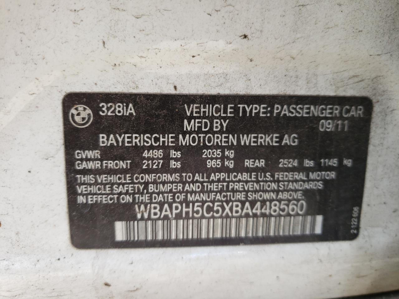 Photo 10 from auction – 2011 BMW 328 I SULE with VIN WBAPH5C5XBA448560