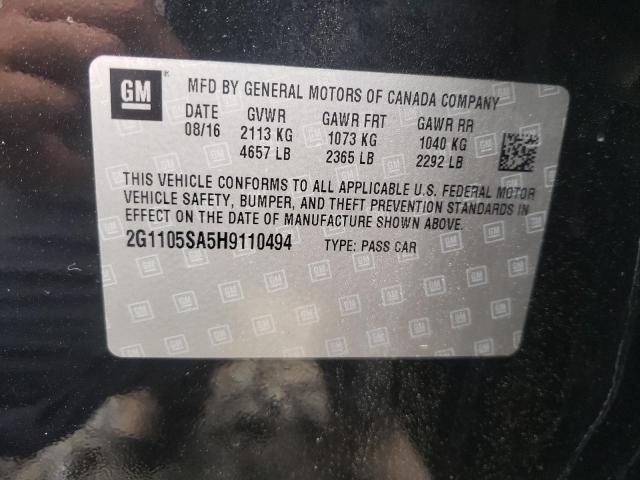 Photo 10 from auction – 2017 CHEVROLET IMPALA LT with VIN 2G1105SA5H9110494