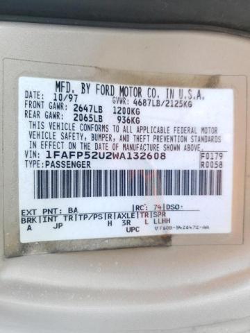 Photo 10 from auction – 1998 FORD TAURUS LX with VIN 1FAFP52U2WA132608