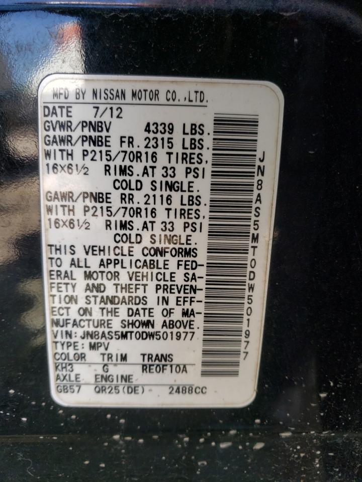 Photo 10 from auction – 2013 NISSAN ROGUE S with VIN JN8AS5MT0DW501977