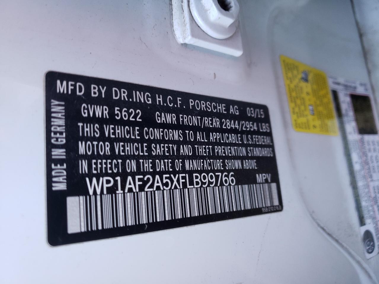Photo 10 from auction – 2015 PORSCHE MACAN TURB with VIN WP1AF2A5XFLB99766
