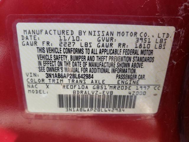 Photo 10 from auction – 2011 NISSAN SENTRA 2.0 with VIN 3N1AB6AP2BL642984