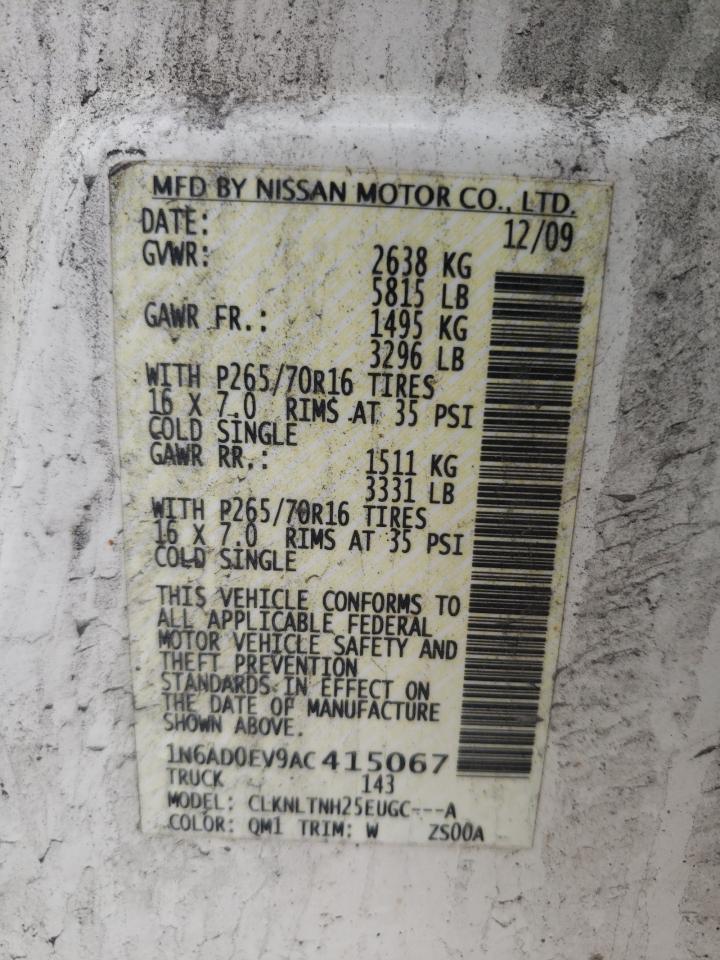 Photo 10 from auction – 2010 NISSAN FRONTIER C with VIN 1N6AD0EV9AC415067