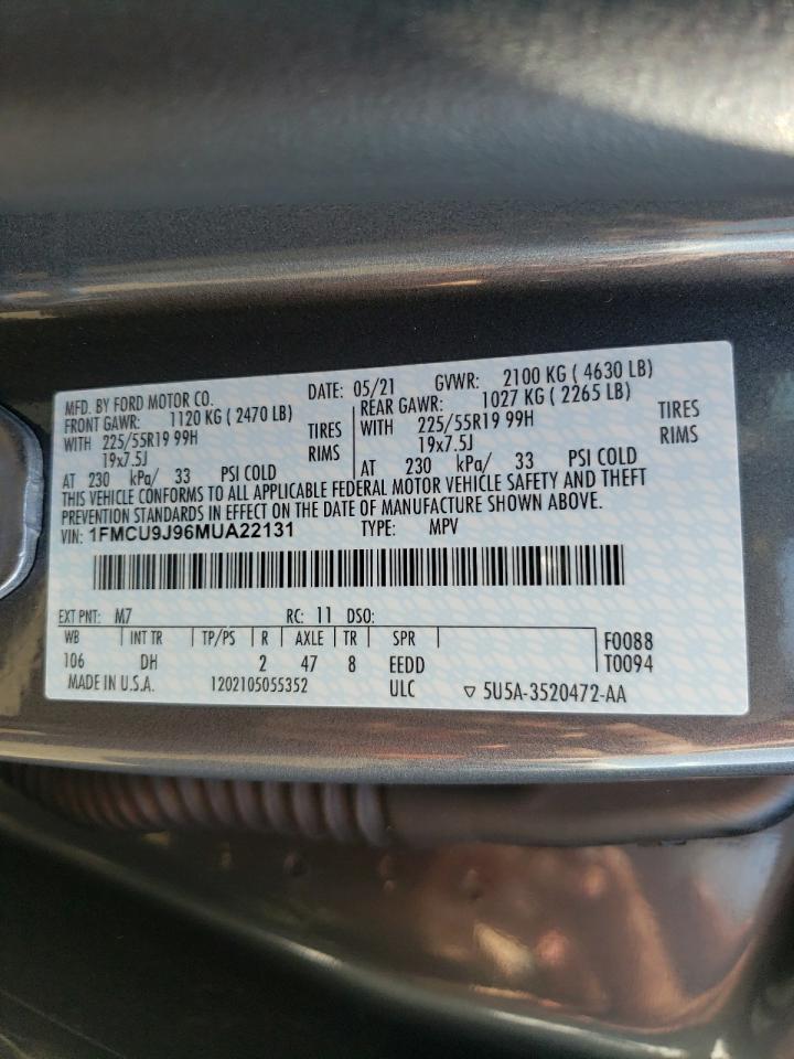Photo 10 from auction – 2021 FORD ESCAPE TIT with VIN 1FMCU9J96MUA22131