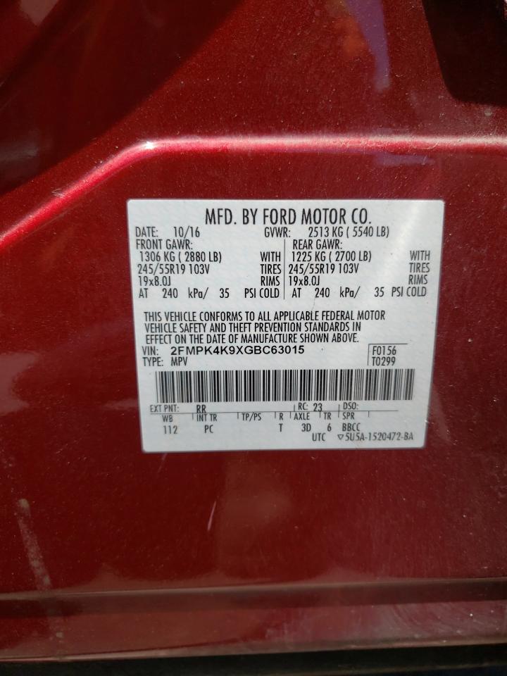 Photo 10 from auction – 2016 FORD EDGE TITAN with VIN 2FMPK4K9XGBC63015