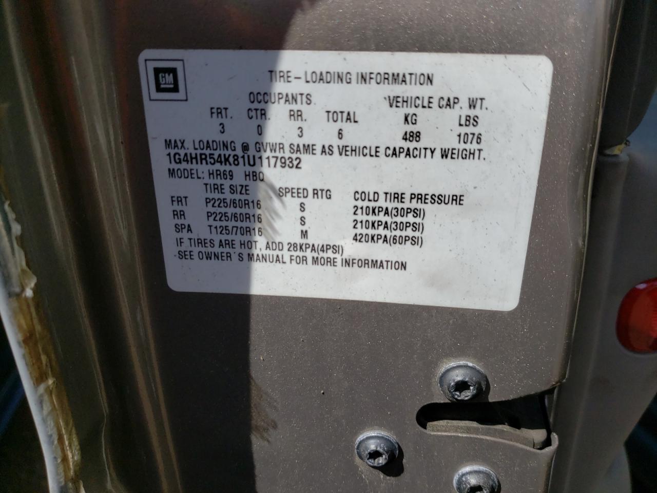 Photo 10 from auction – 2001 BUICK LESABRE LI with VIN 1G4HR54K81U117932