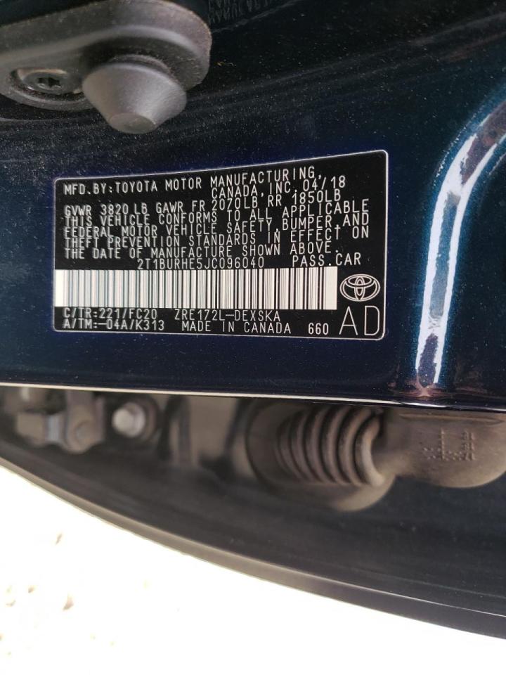 Photo 10 from auction – 2018 TOYOTA COROLLA L with VIN 2T1BURHE5JC096040