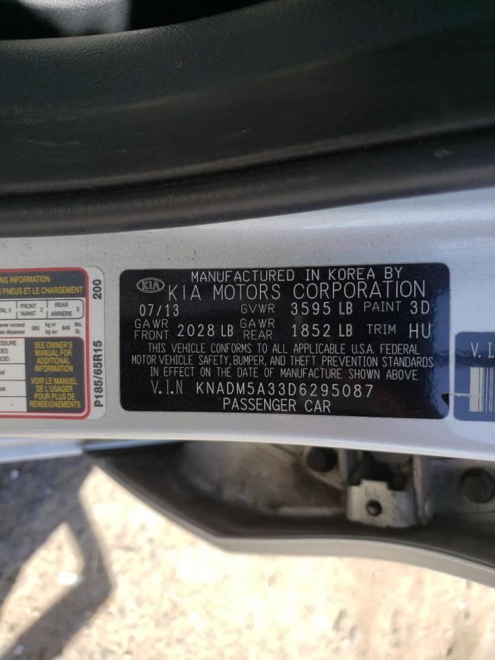 Photo 10 from auction – 2013 KIA RIO LX with VIN KNADM5A33D6295087