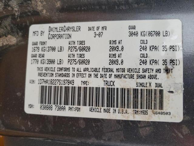 Photo 10 from auction – 2007 DODGE RAM 1500 S with VIN 1D7HA18227S197849