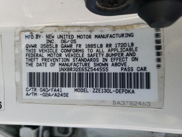 Photo 10 from auction – 2005 TOYOTA COROLLA with VIN 1NXBR32E65Z544555