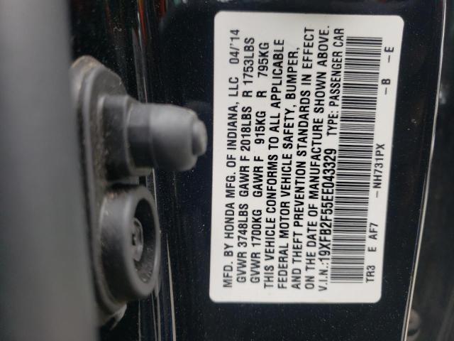 Photo 10 from auction – 2014 HONDA CIVIC LX with VIN 19XFB2F55EE043329