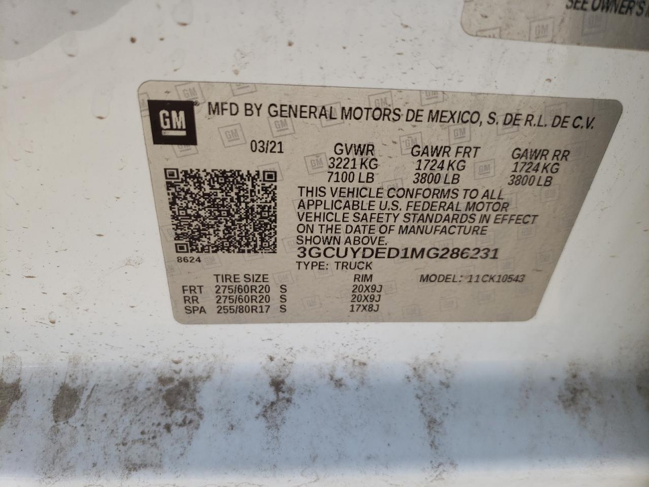 Photo 10 from auction – 2021 CHEVROLET SILVERADO with VIN 3GCUYDED1MG286231
