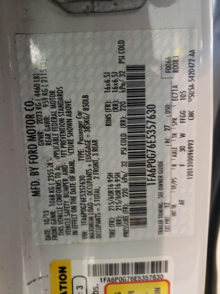 Photo 10 from auction – 2014 FORD FUSION S with VIN 1FA6P0G76E5357630