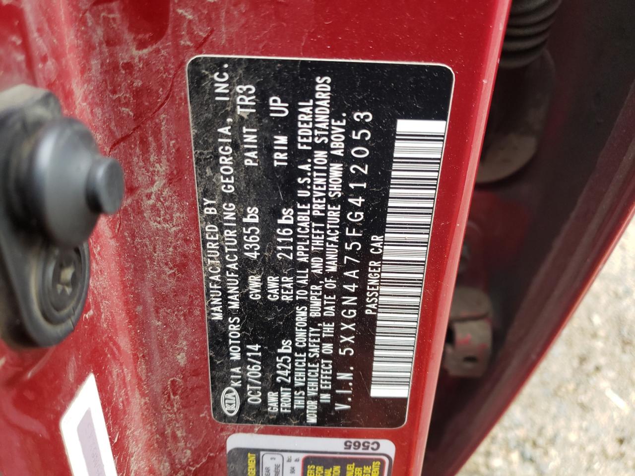 Photo 10 from auction – 2015 KIA OPTIMA EX with VIN 5XXGN4A75FG412053