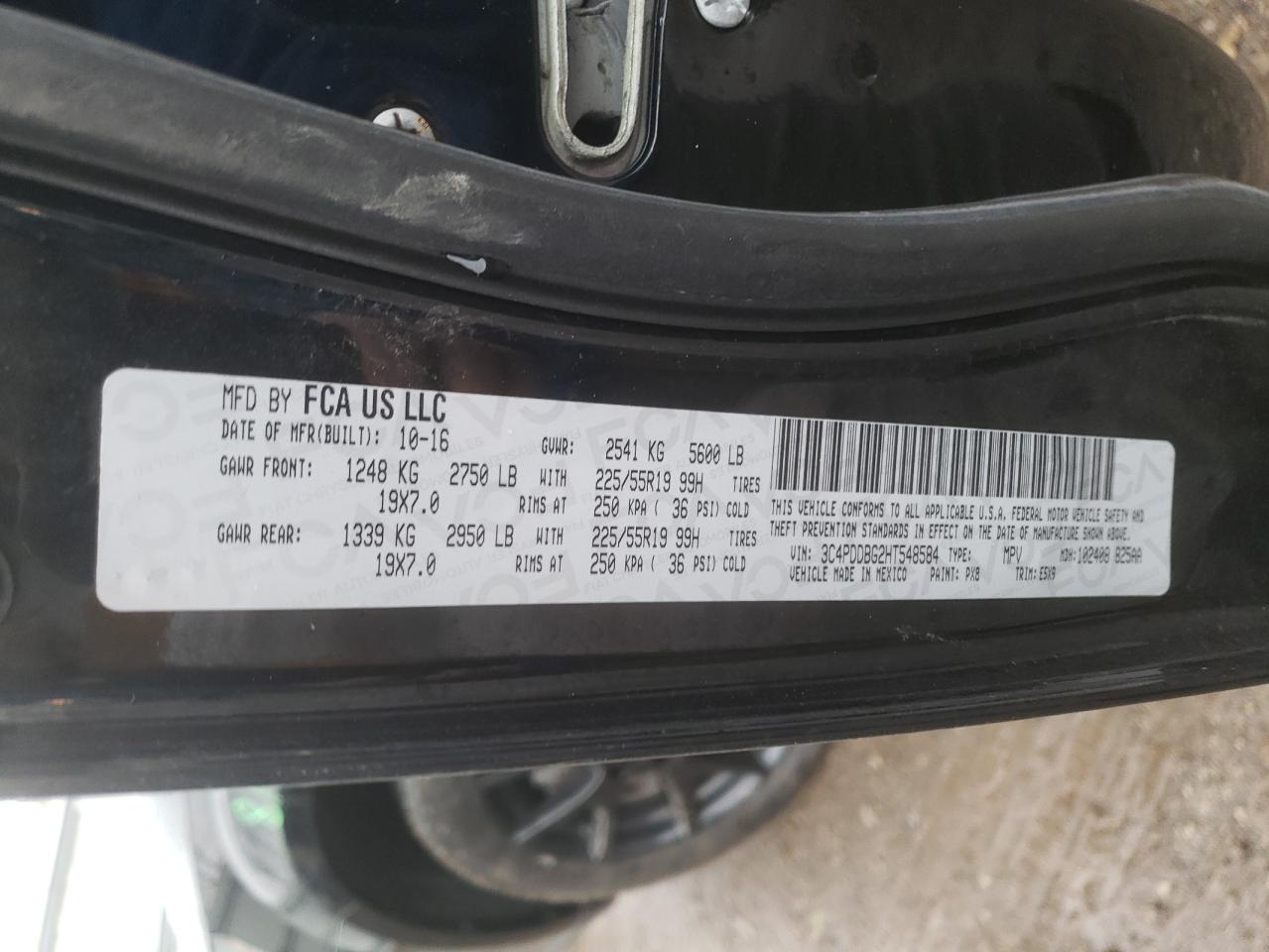 Photo 10 from auction – 2017 DODGE JOURNEY SX with VIN 3C4PDDBG2HT548584