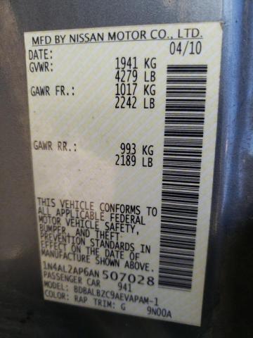 Photo 10 from auction – 2010 NISSAN ALTIMA BAS with VIN 1N4AL2AP6AN507028