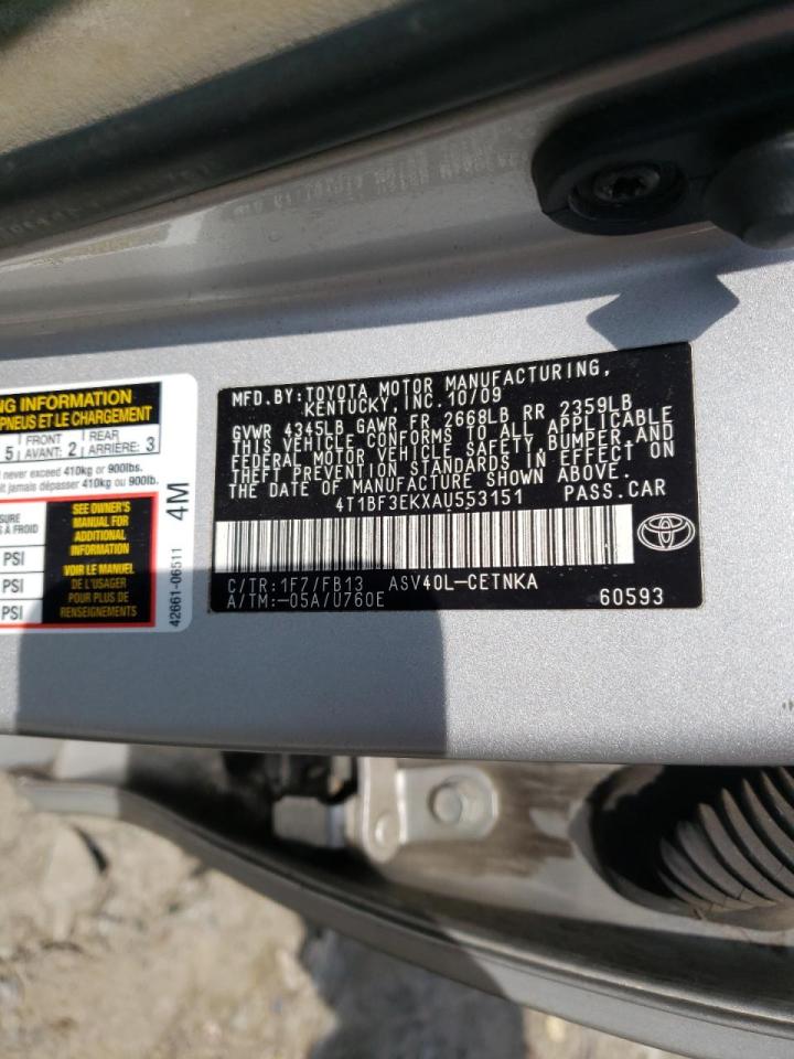 Photo 10 from auction – 2010 TOYOTA CAMRY BASE with VIN 4T1BF3EKXAU553151