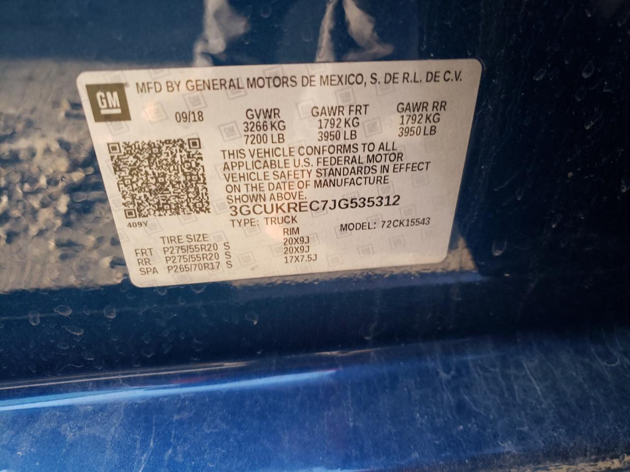 Photo 10 from auction – 2018 CHEVROLET SILVERADO with VIN 3GCUKREC7JG535312